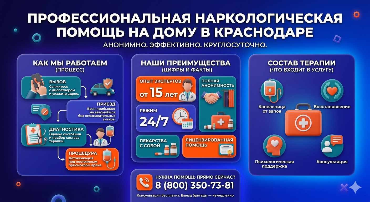 Инфографика о принципах лечения алкоголизма на дому в Чамзинке: этапы вызова нарколога, преимущества анонимной детоксикации и состав медицинской помощи.